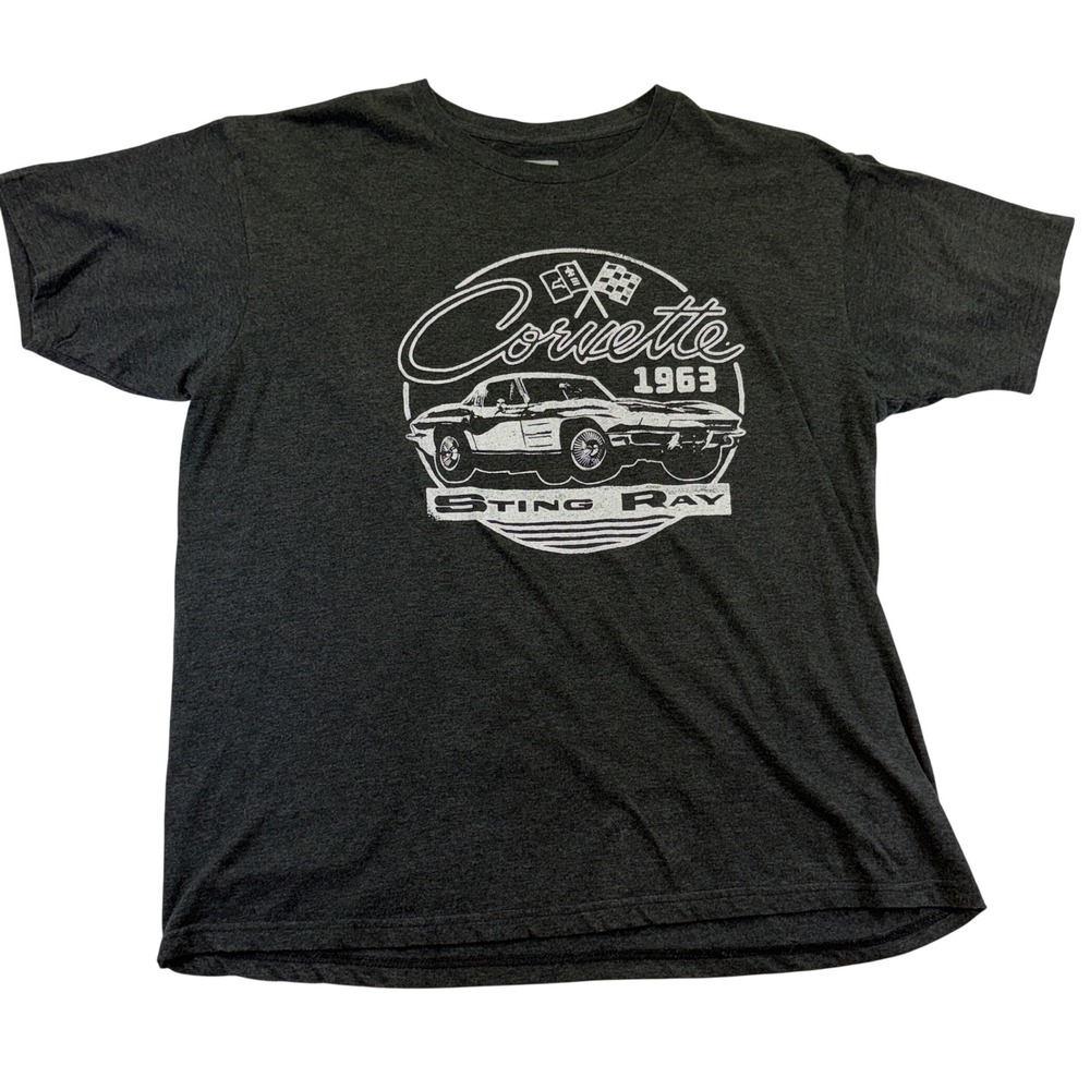 GM Chevrolet Corvette 1963 Sting Ray Mens Black T-shirt Large Muscle Car 1055C5